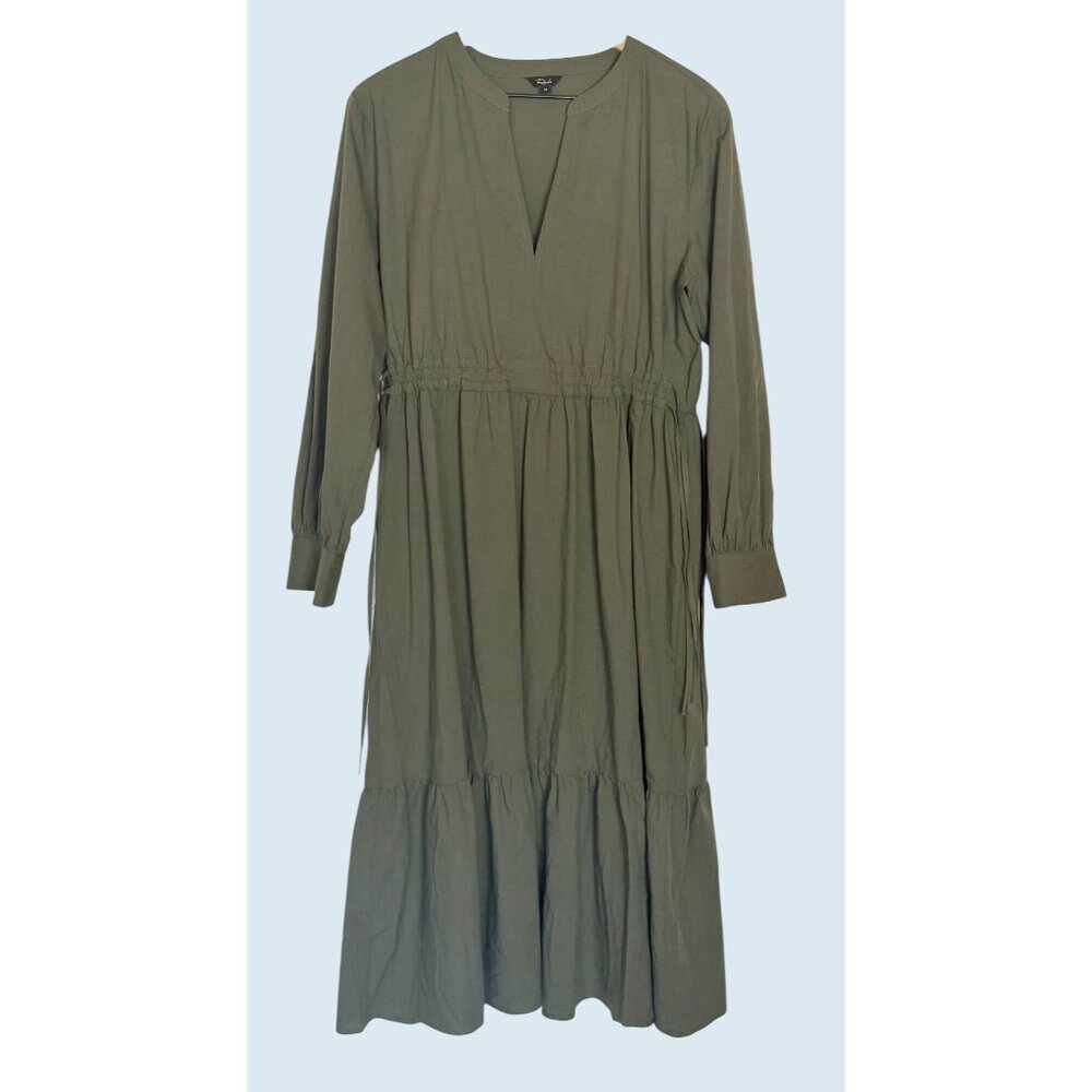 RAILS Maple Tiered Drawstring Mid Dress Green Siz… - image 2
